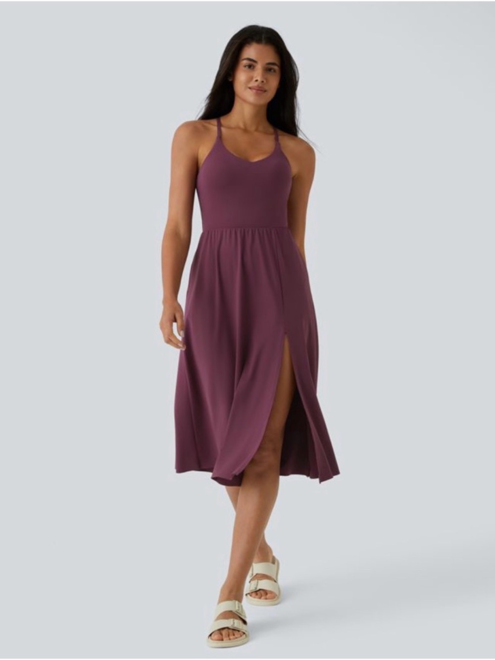 Halara Everyday Midi Chill Dress-La Land xl slit Fig